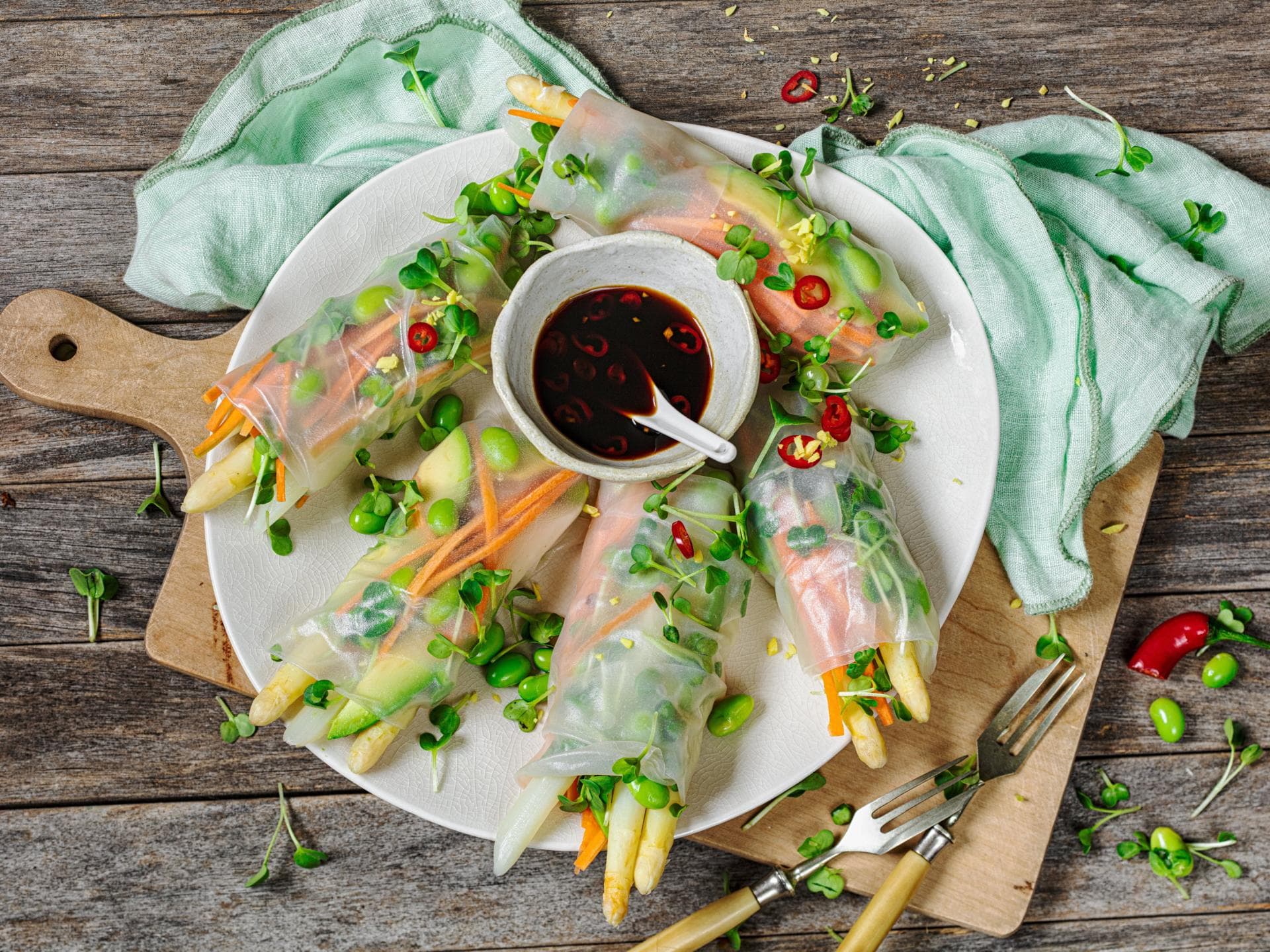 Sommerrollen mit Spargel Sommerrollen mit Spargel