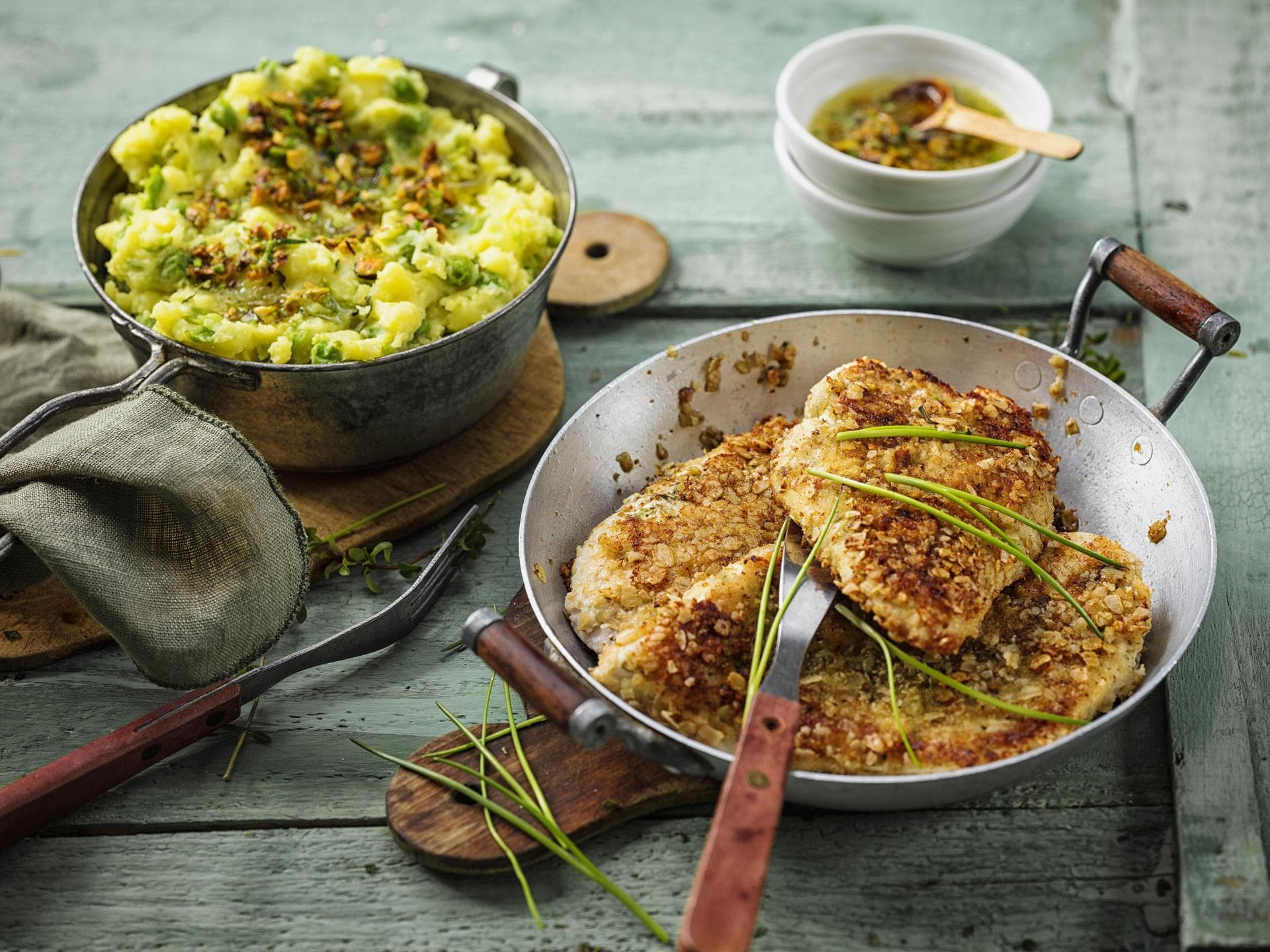 Haferflocken-Rezepte Hähnchenschnitzel in Haferflocken-Panade