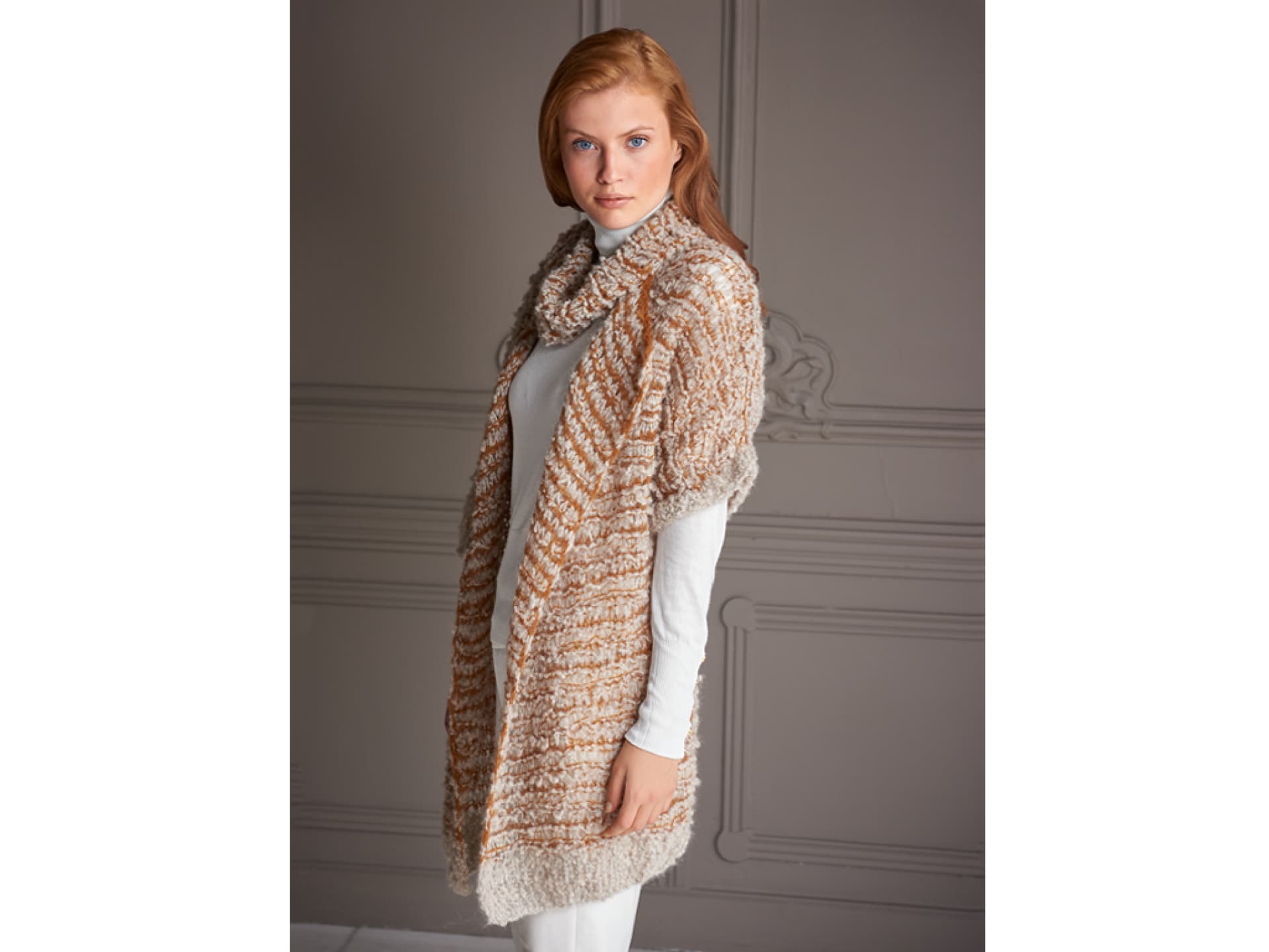 Strickanleitung für den Schal-Cardigan von Lana Grossa Stricken mit Merinowolle - Schal-Caridgan von Lana Grossa