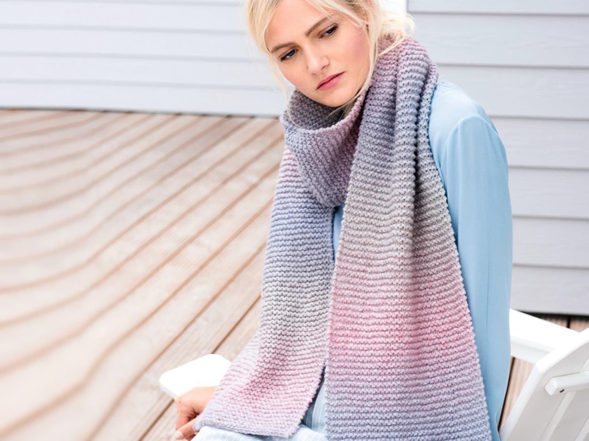 Strickaleitung für den XXL-Schal mit Farbverlauf Stricken mit Merinowolle - XXL-Schal mit Farbverlauf