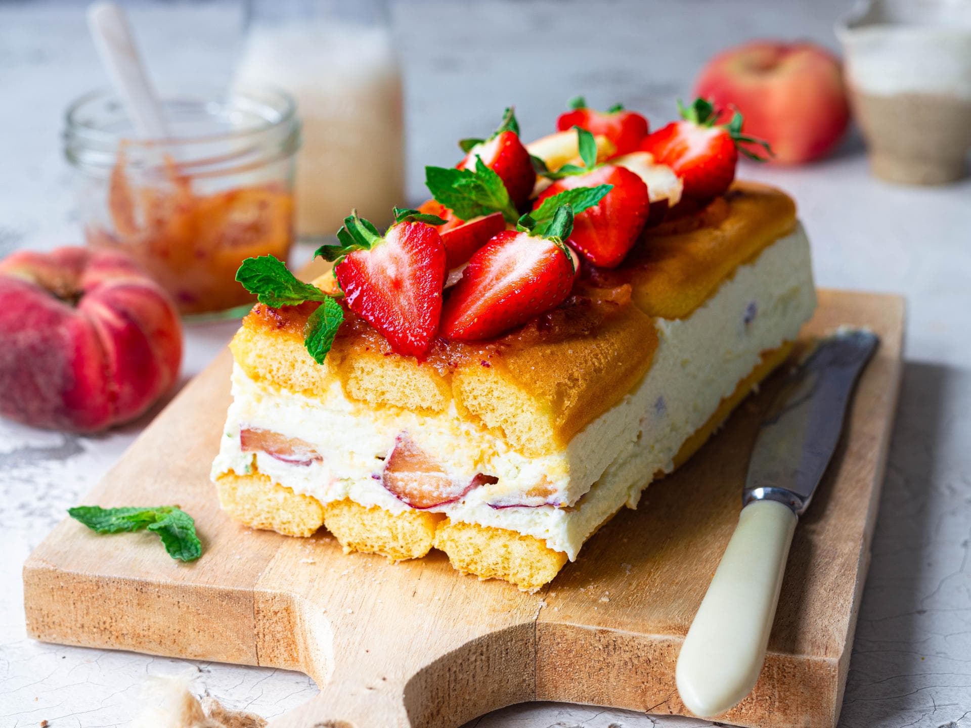 Pfirsich-Edbeerkuchen Pfirsich-Edbeerkuchen