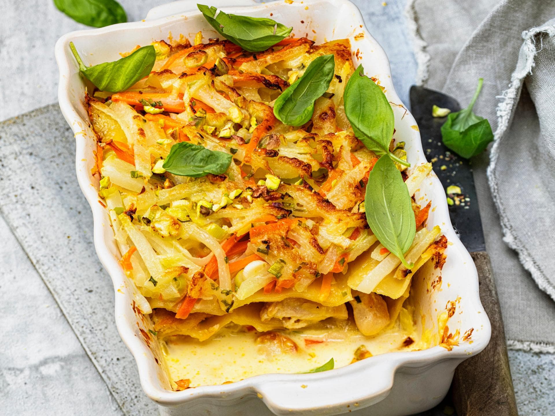 Kohlrabi-Hähnchen-Lasagne Kohlrabi-Hähnchen-Lasagne