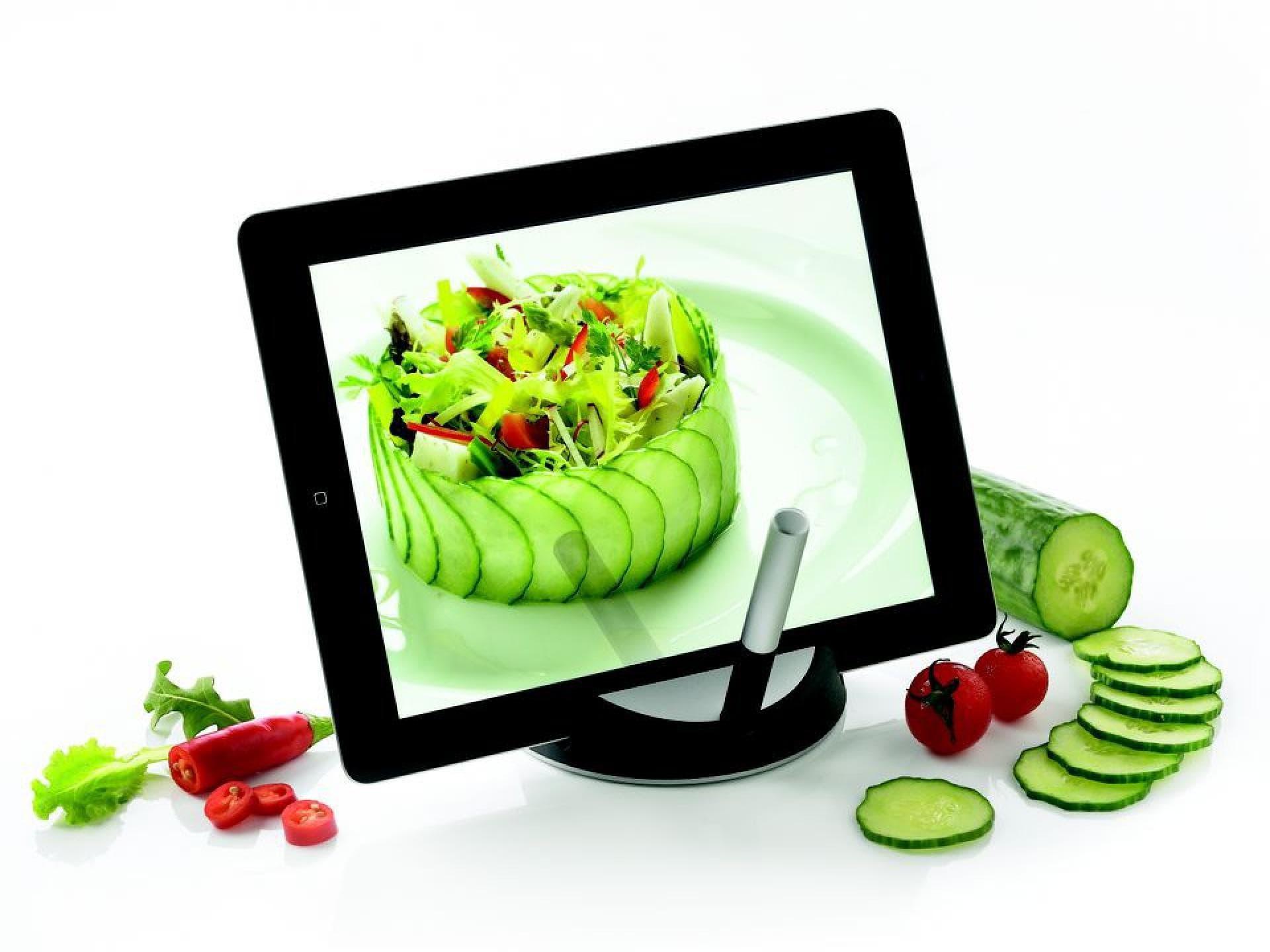 Tablet-PC mit Gemüse Tablet-PC mit Gemüse