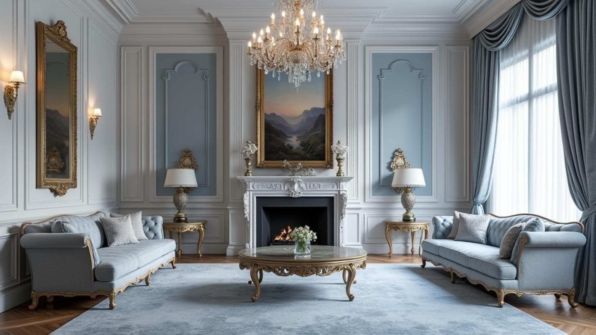 Ein Wohnzimmer im Bridgerton-Stil Ein Wohnzimmer im Bridgerton-Stil