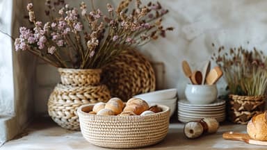 Häkeln Sie mit unserer kostenlosen Anleitung einen Brotkorb Selbst gehäkelter Brotkorb in der Küche