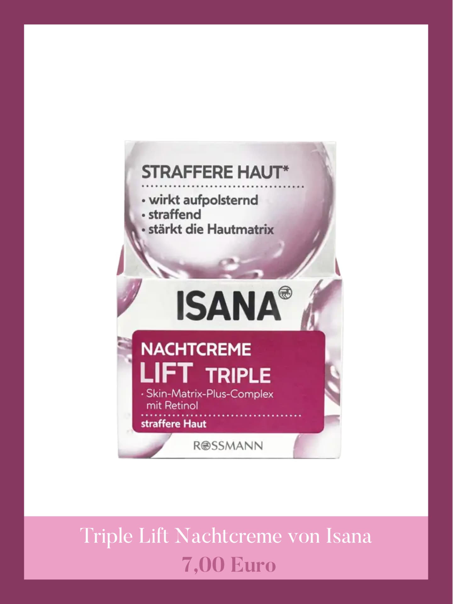 Triple Lift Nachtcreme von Isana Rossmann Retinol - Triple Lift Nachtcreme von Isana