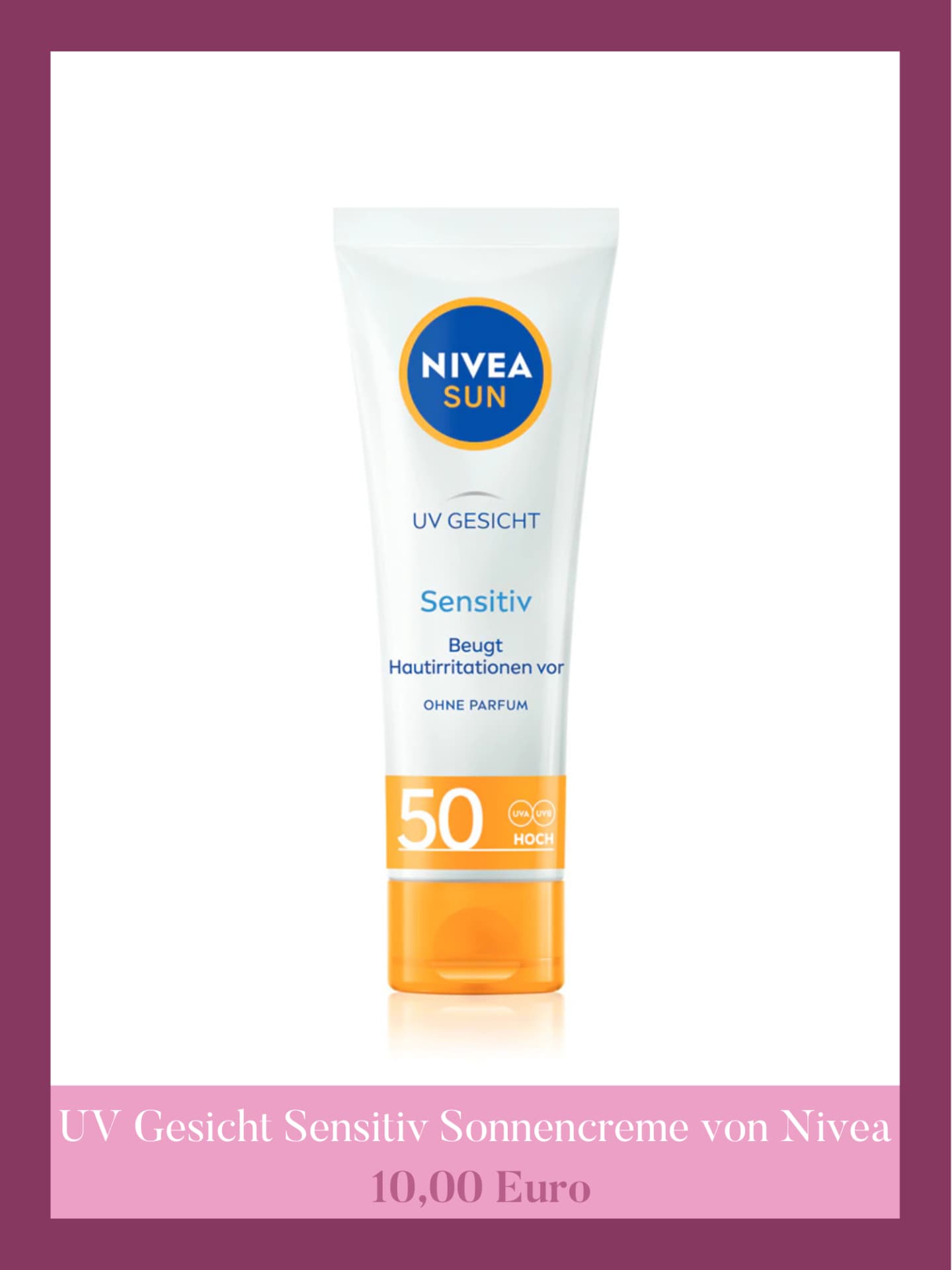 UV Gesicht Sensitiv Sonnencreme von Nivea Beste Sonnencreme Gesicht Rossmann - UV Gesicht Sensitiv von Nivea