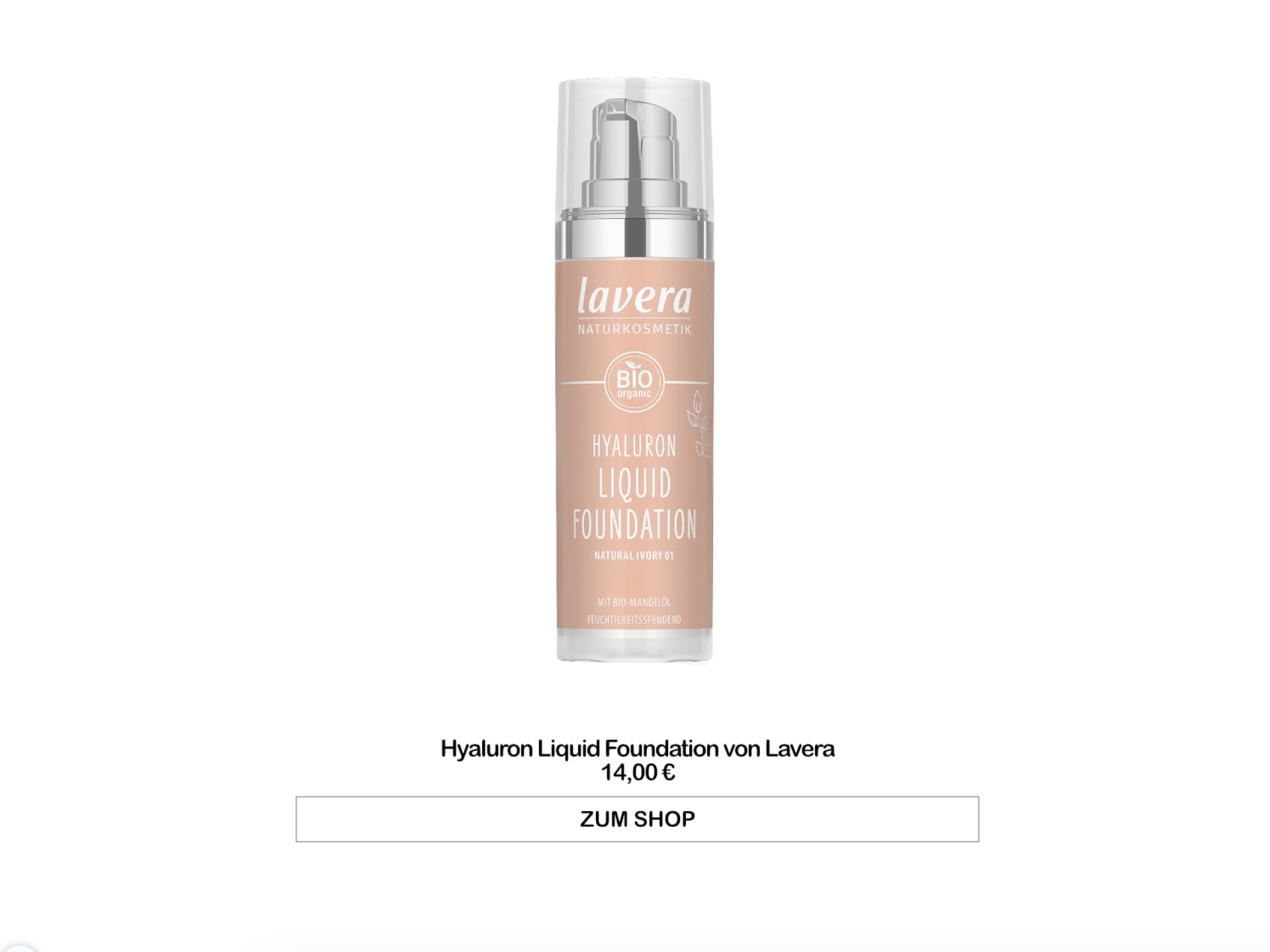 Bestes Naturkosmetik Deo - Hyaluron Liquid Foundation von Lavera Hyaluron Liquid Foundation von Lavera