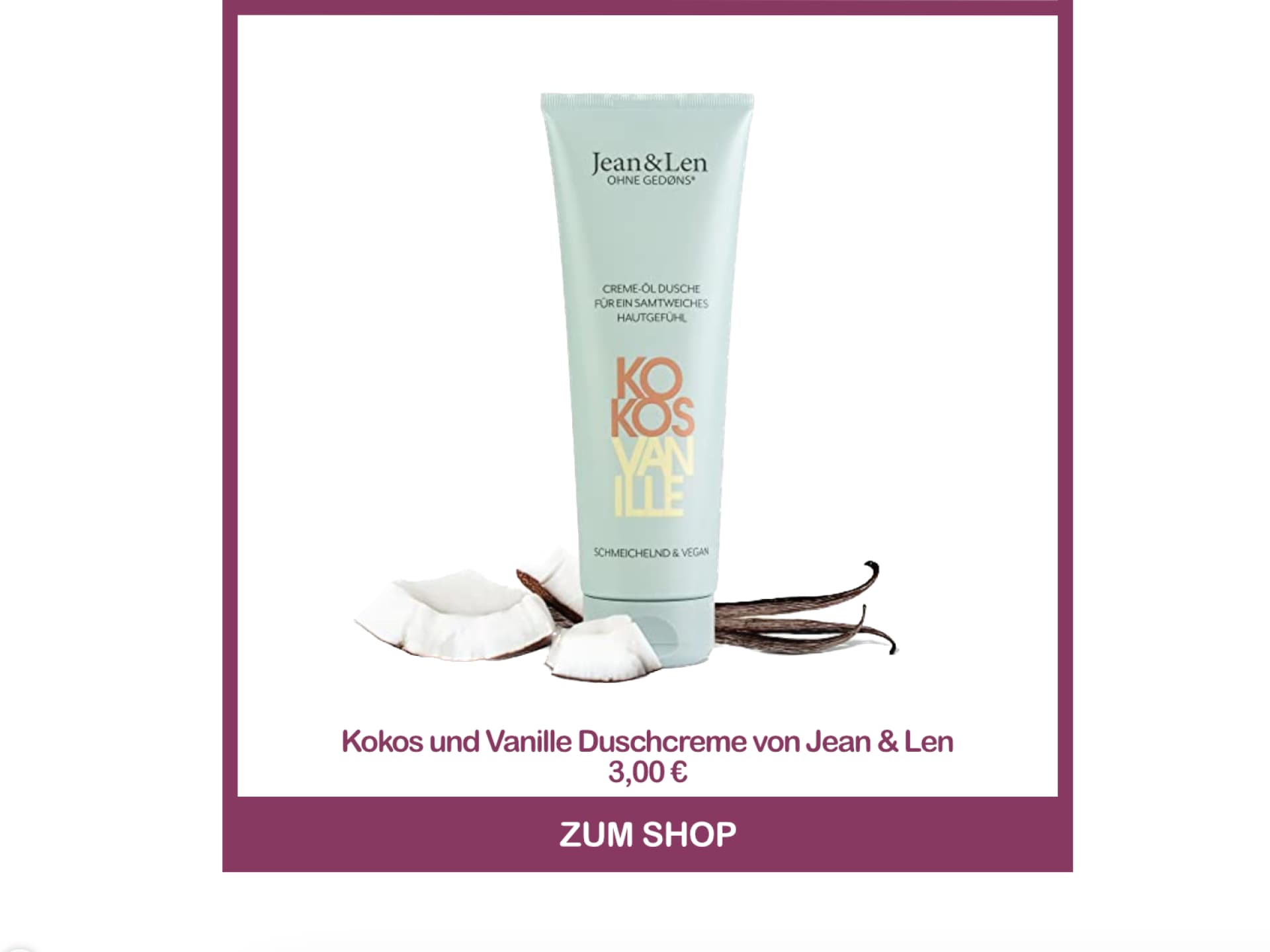 Kokos und Vanille Duschcreme von Jean & Len Bestes Duschgel dm - Kokos und Vanille Duschcreme von Jean & Len