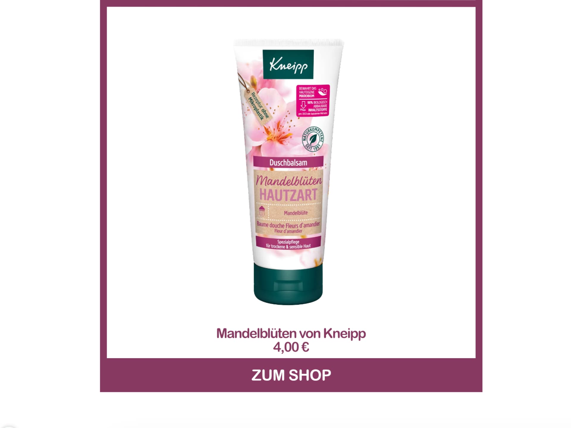 Mandelblüten Duschgel von Kneipp Bestes Duschgel dm - Mandelblüten Duschgel von Kneipp