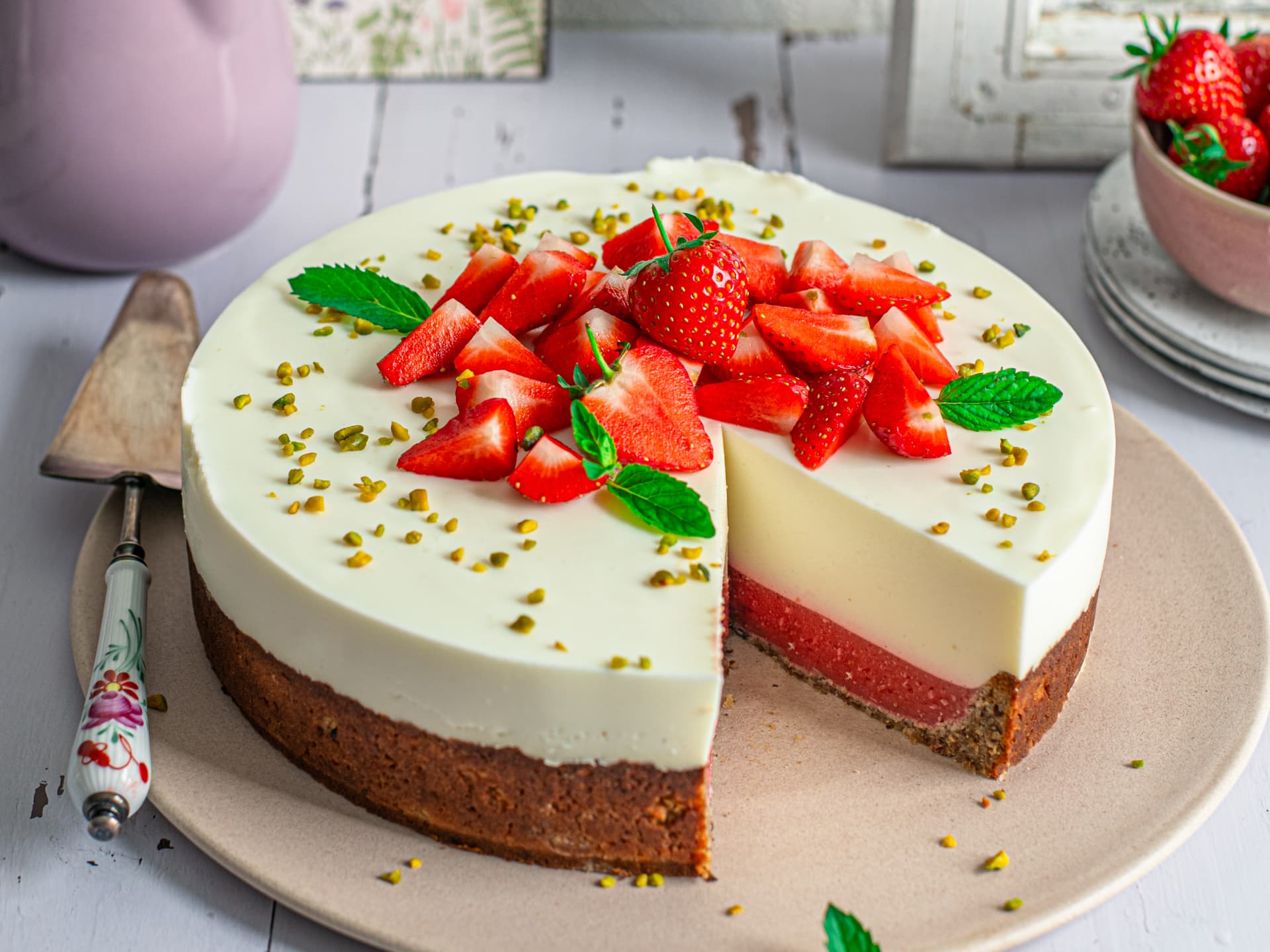 Rezept für eine Erdbeertorte mit Joghurt Erdbeertorte mit Joghurt