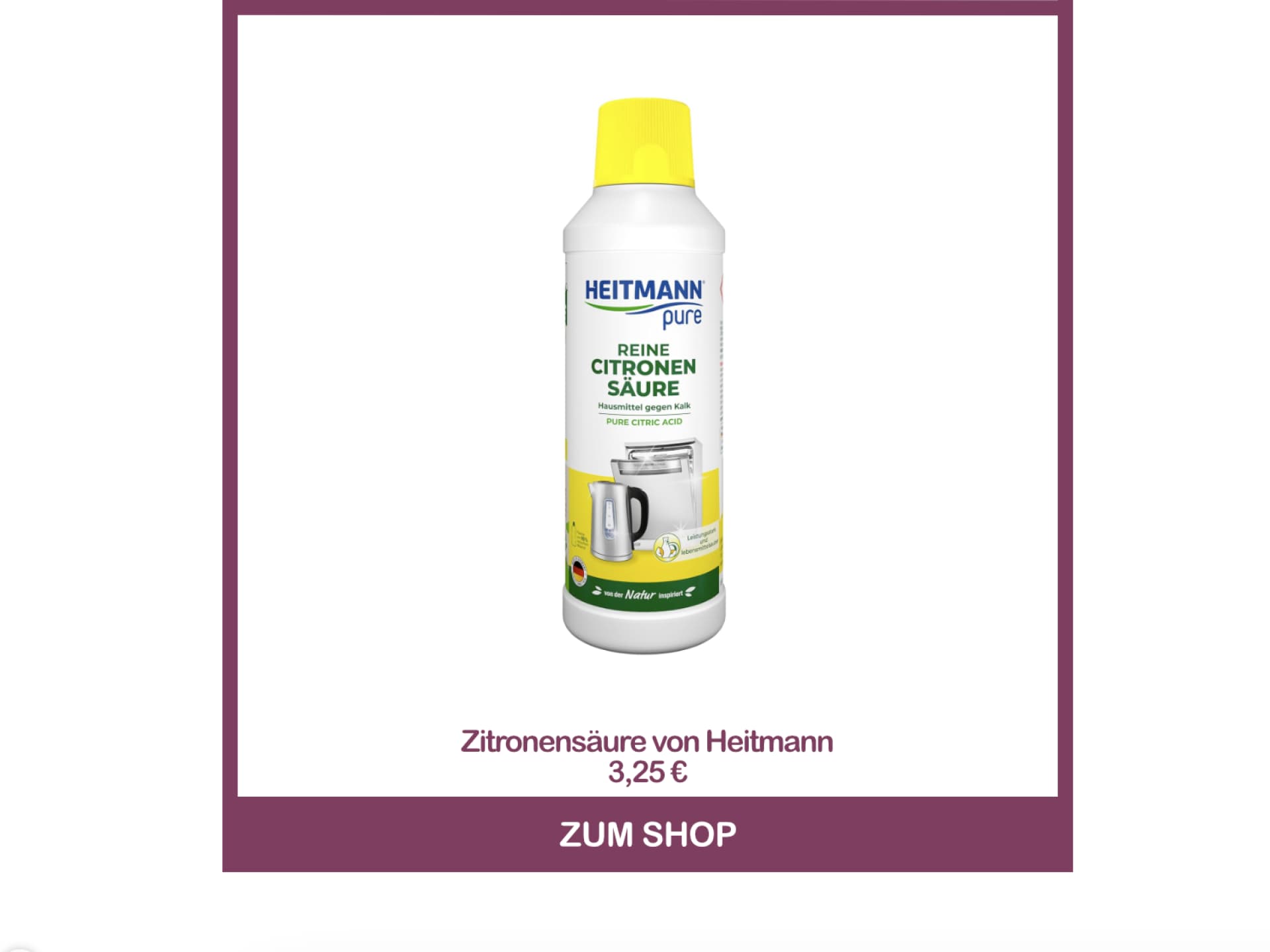 Zitronensäure von Heitmann Pfannenboden reinigen mit Zitronensäure von Heitmann