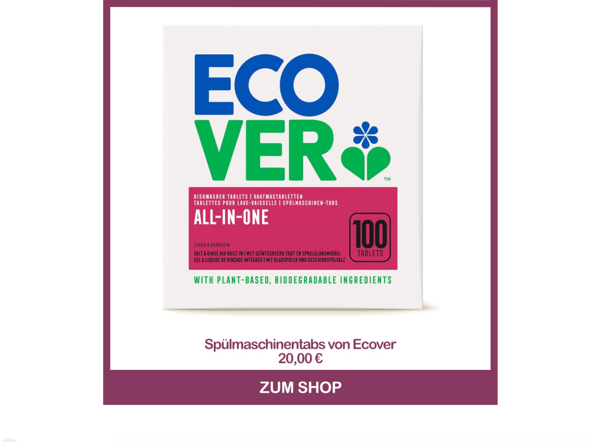 Spülmaschinentabs von Ecover Weiße Wäsche wieder weiß bekommen mit Spülmaschinentabs von Ecover