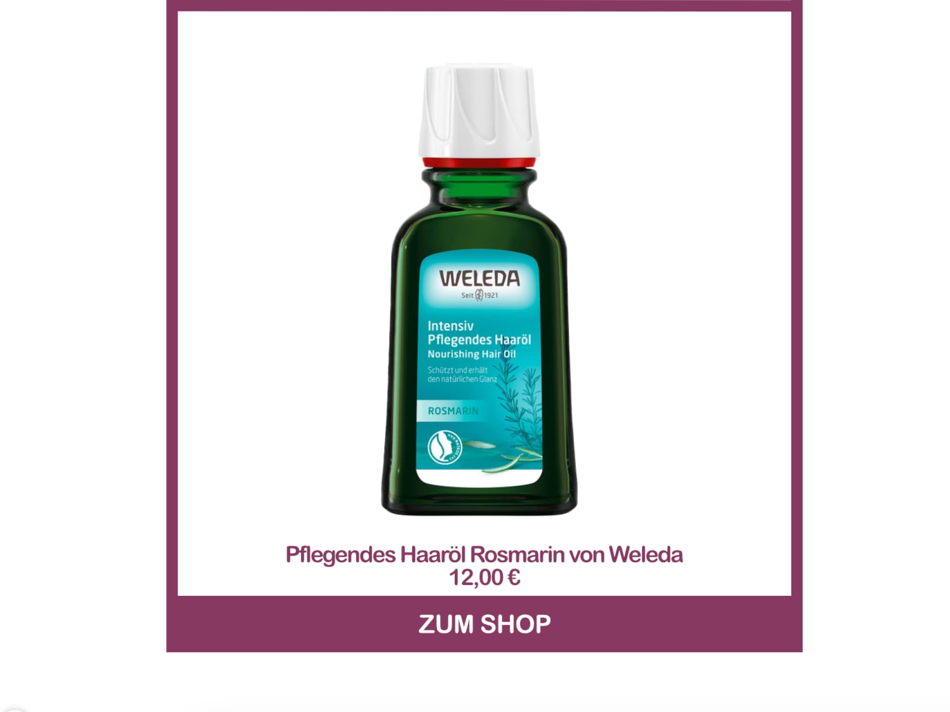 Rosmarin Haaröl von Weleda Bestes Haaröl dm - Rosmarin Haaröl von Weleda