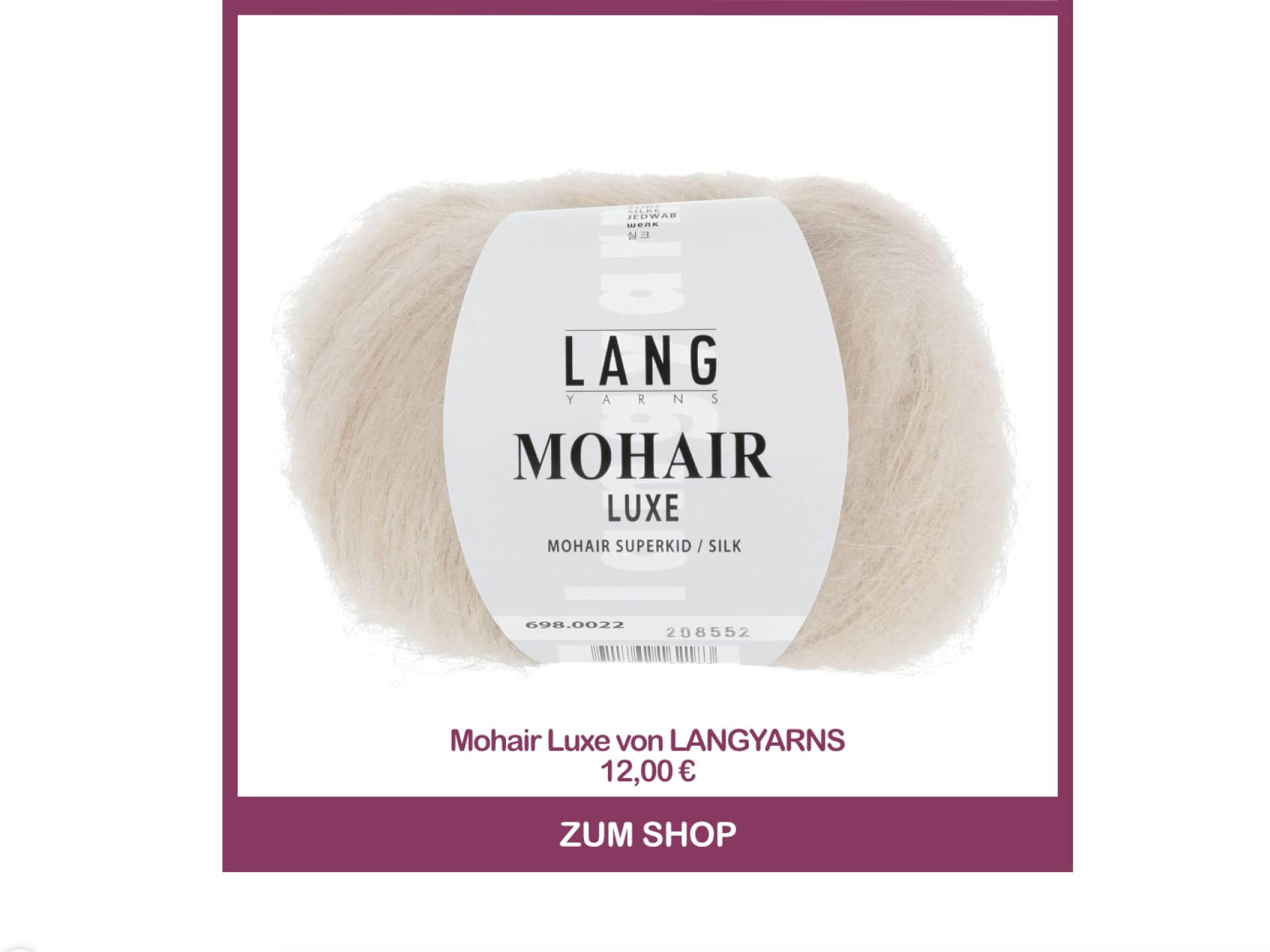 Mohair Luxe von LANGYARNS Strickgarn Mohair Luxe von LANGYARNS