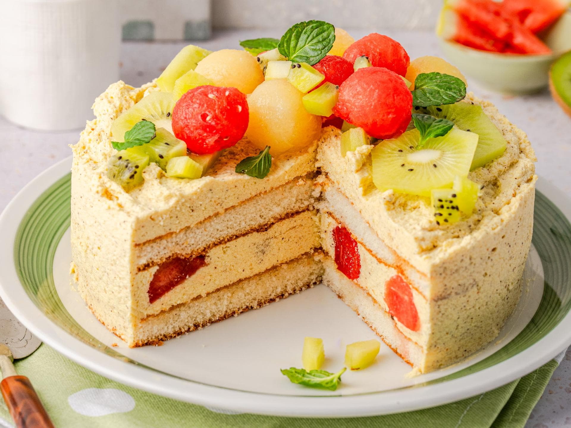 Kiwi-Melonentorte Kiwi-Melonentorte